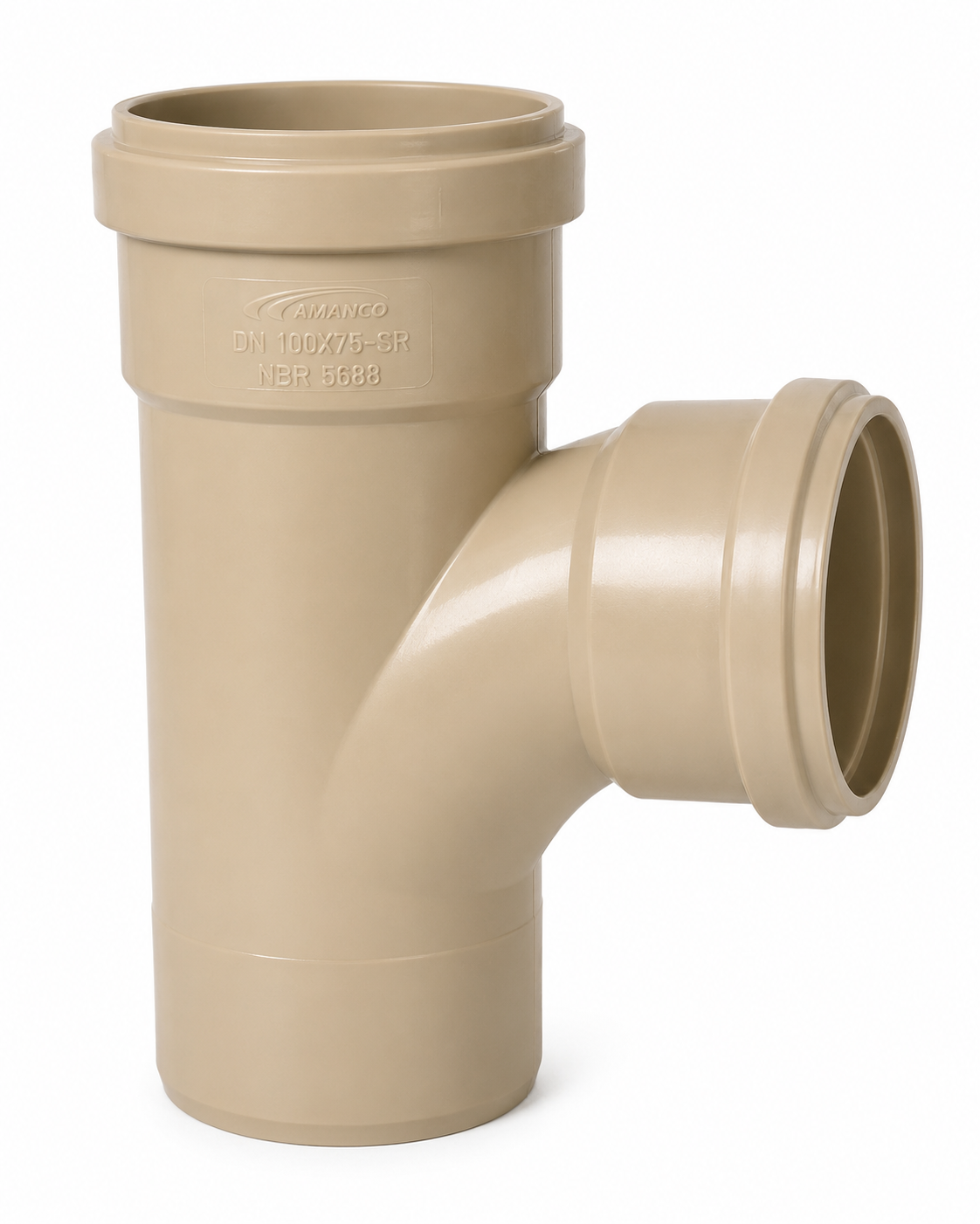 Tê de Redução para Esgoto Amanco DN 100 x 75 mm Série Reforçada PVC