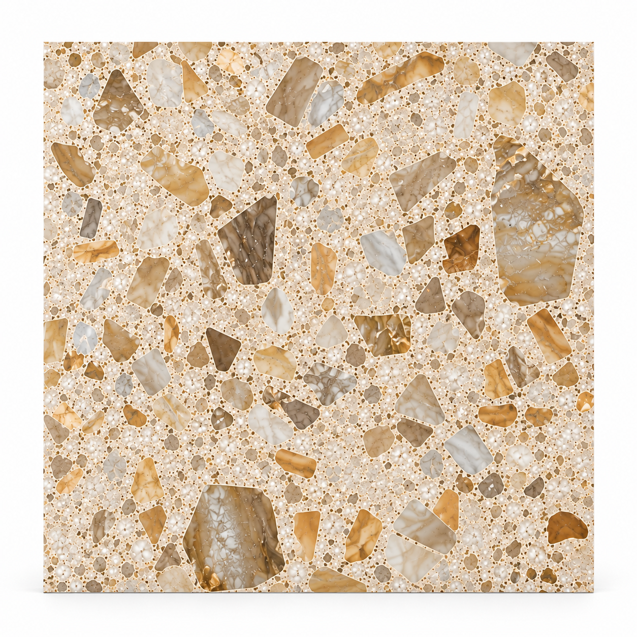 Pedra Sinterizada Terrazzo 96 x 96 cm | Modelo Retificado | Cor Palha
